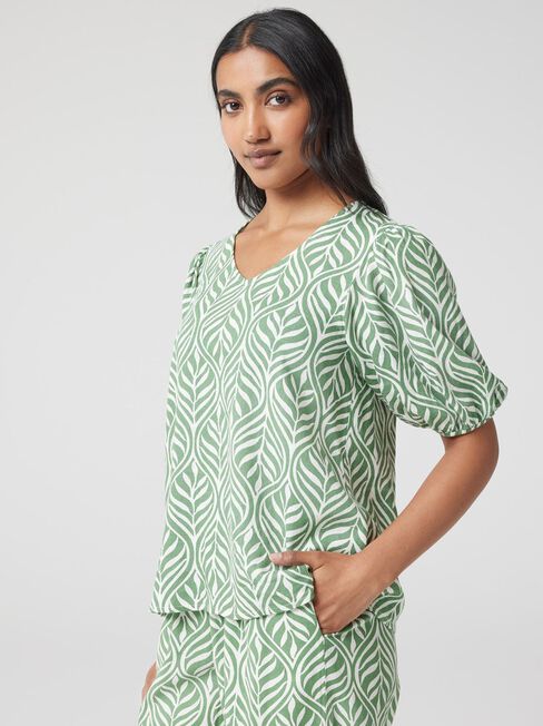 Maya V-Neck Top, Green, hi-res