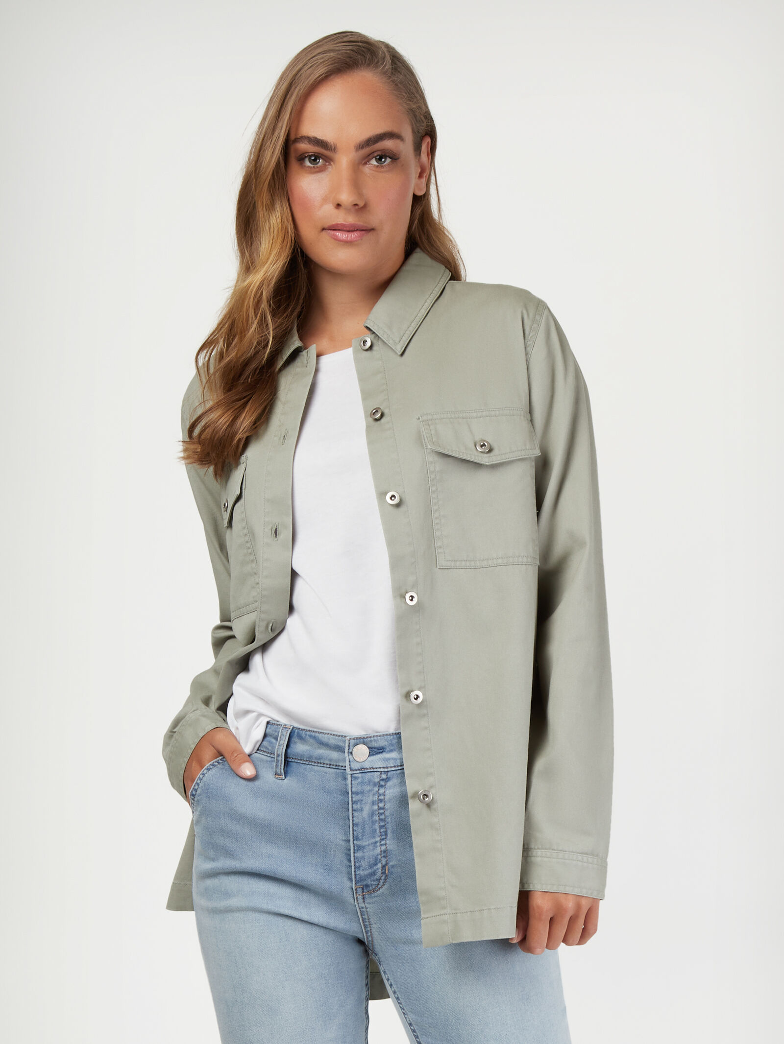 Khaki shacket women's top