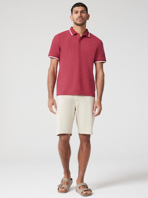 Nash Tipped Short Sleeve Polo, Red, hi-res