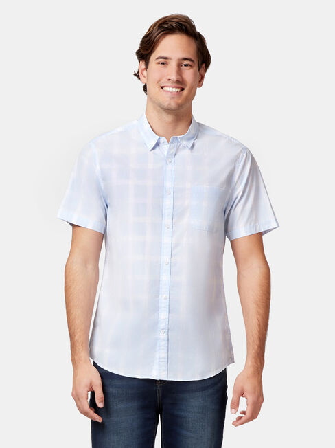 Jaxton Short Sleeve Check Shirt, Blue, hi-res