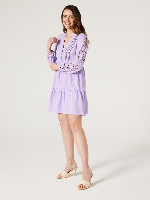 Anya Broderie Dress, lavender, hi-res