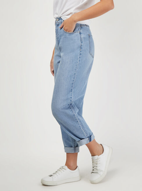 Penny Relaxed Straight Jeans, Light Indigo, hi-res