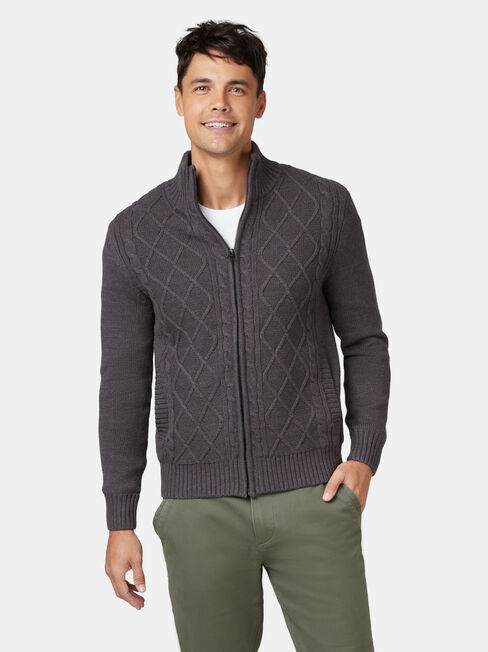 Theodore Sherpa Lined Cable Jacket, Grey, hi-res