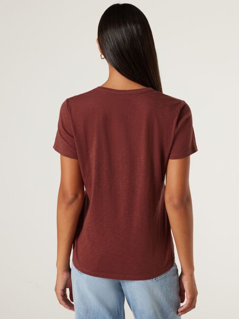 Essential V-Neck Tee, Brick, hi-res