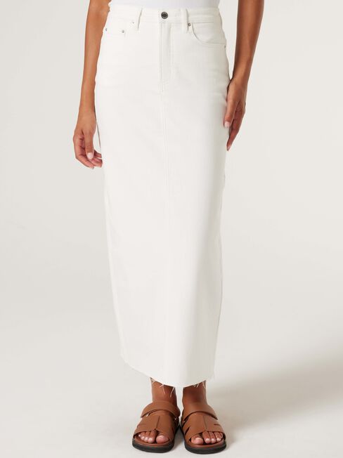 Suki Denim Skirt, Off White, hi-res