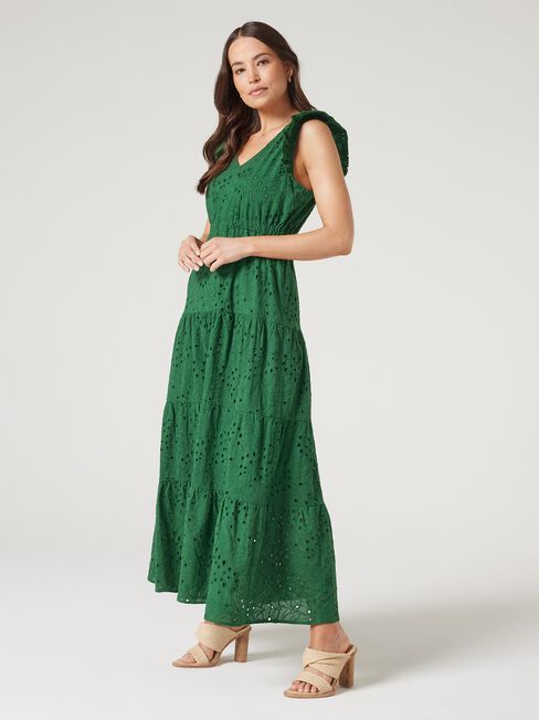 Emma Cut Out Maxi Dress, Green, hi-res