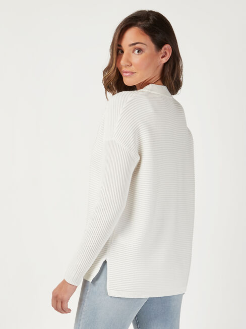 Sophia Cotton Ottoman Pullover, White, hi-res