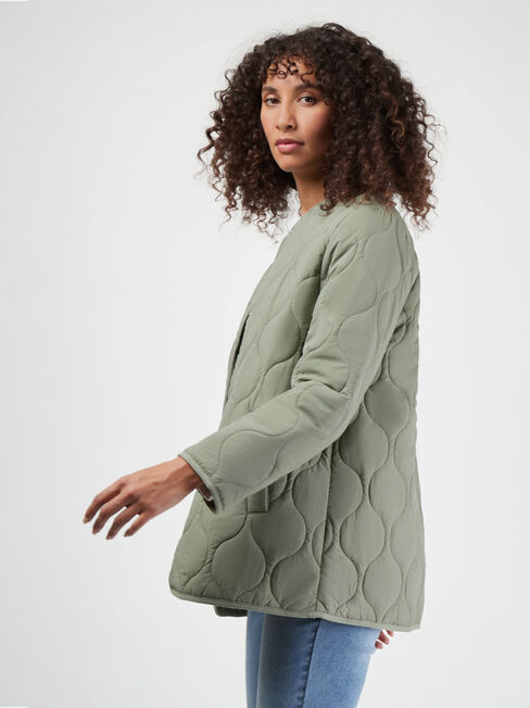 Priya Quilted Jacket, Green, hi-res