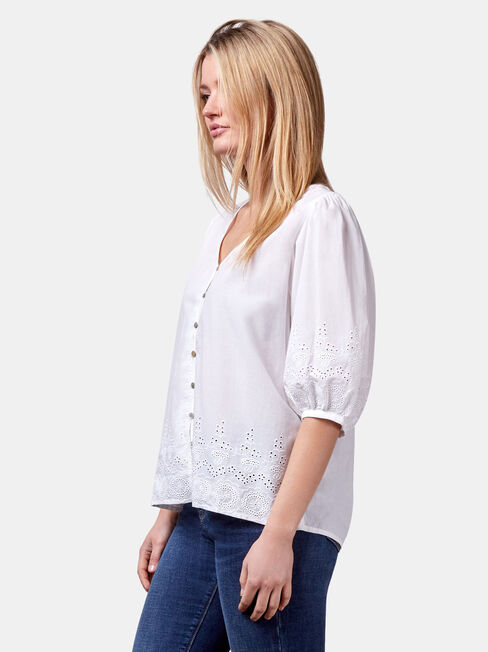 Byron Broderie Top, White, hi-res