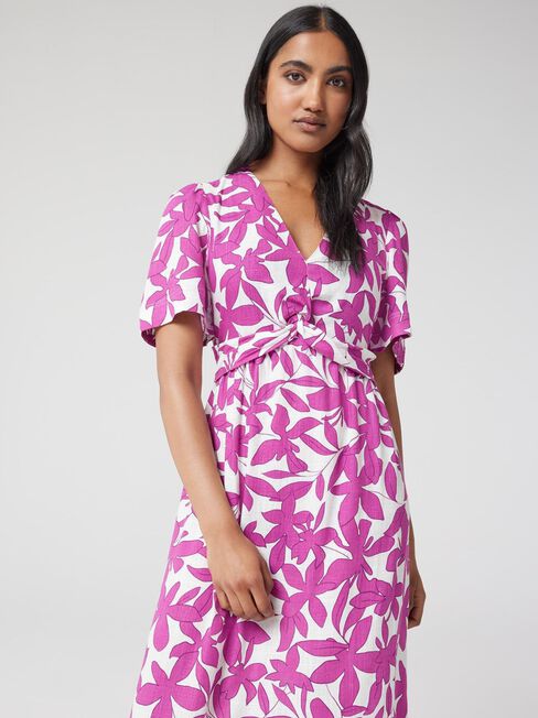 Tulip Twist Front Dress, Print, hi-res