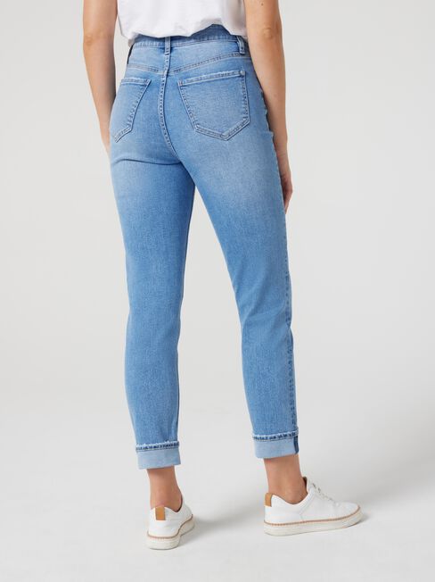 Brooke HW Tapered Crop Jeans, Mid Blue Distressed, hi-res