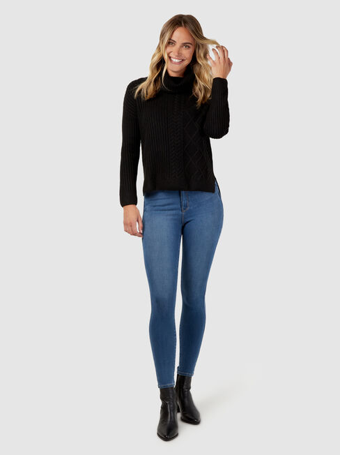 Lulu Cowl Neck Pullover, Black, hi-res
