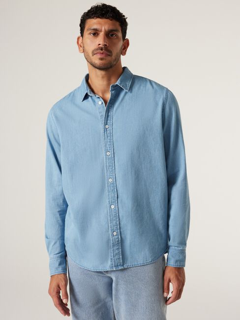 Denver Denim Shirt, Light Wash, hi-res