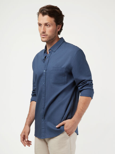 LS Brody Textured Shirt, Navy, hi-res