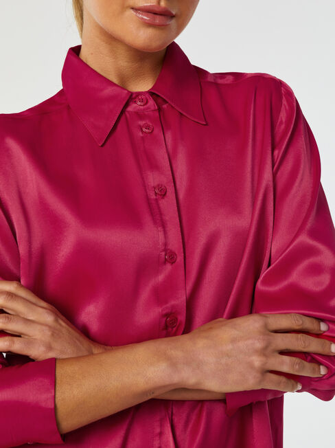 Katia Satin Shirt, Red, hi-res