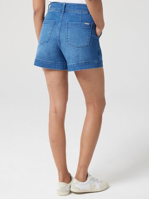Georgia Tummy Trimmer Denim Short, Blue, hi-res