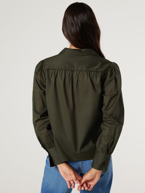 Annemarie Cotton Popover, Green, hi-res