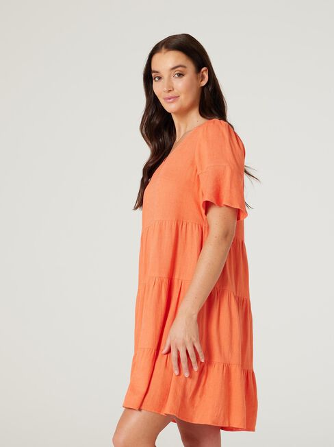 Lilah Tiered Dress, Orange, hi-res