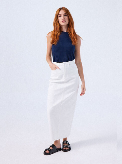 Suki Denim Skirt, Off White, hi-res