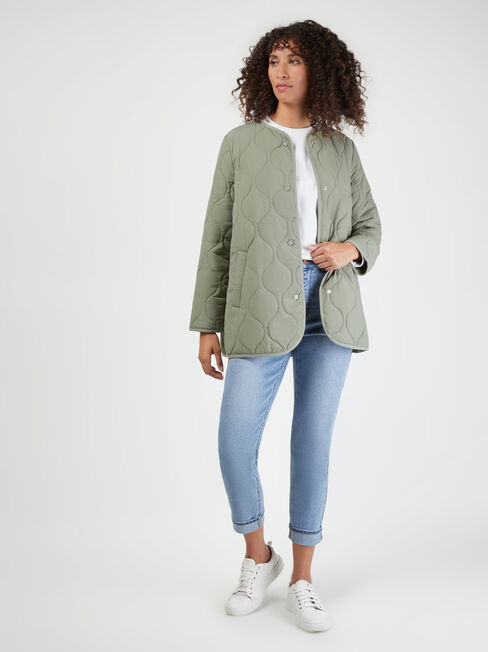 Priya Quilted Jacket, Green, hi-res