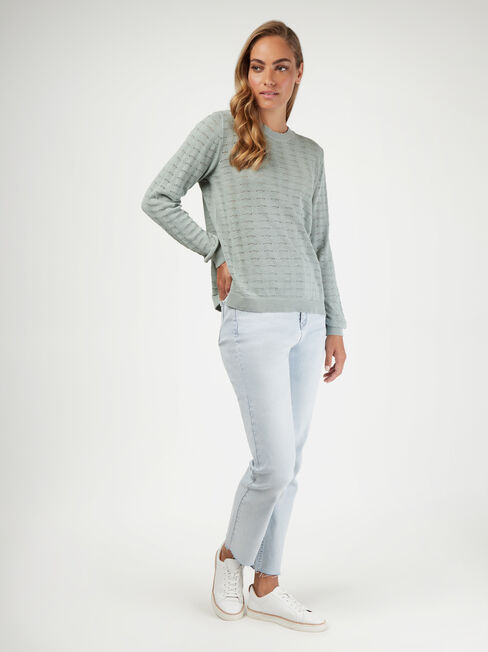 Piper Pointelle Knit, Green, hi-res