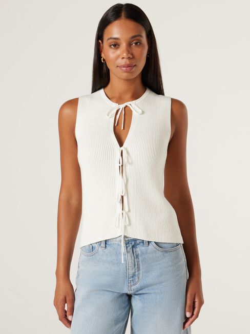 Tara Tie Front Vest, Sand, hi-res