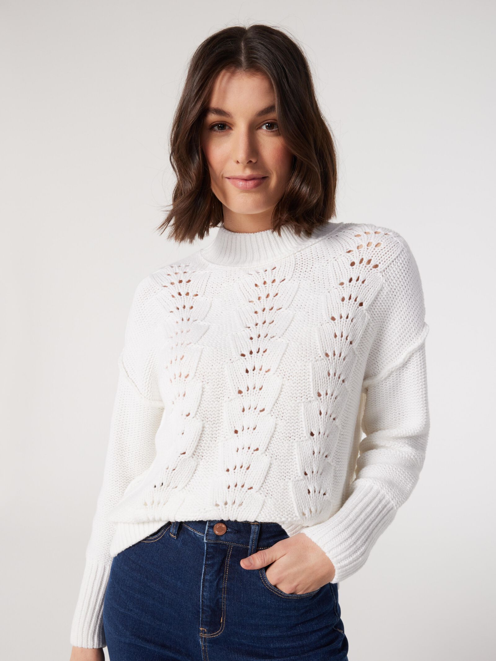 White pointelle sweater cheap