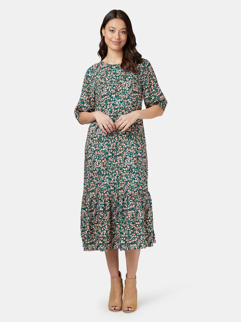 Gina Midi Dress, Green, hi-res