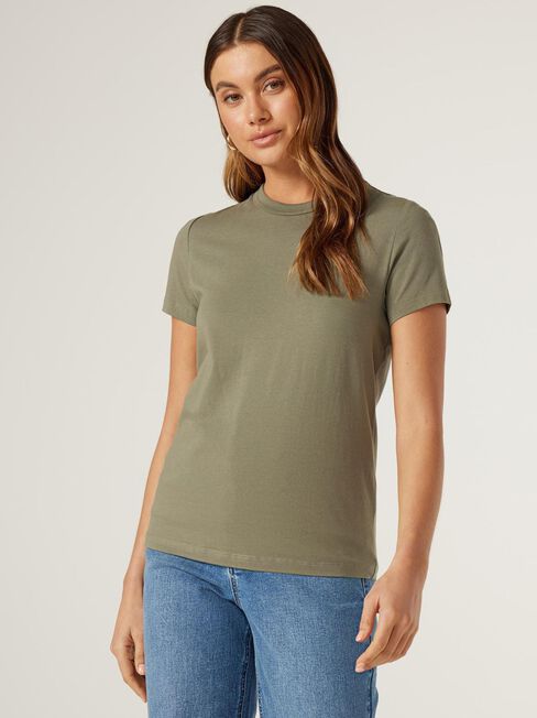 Classic Crew Neck Tee, Green, hi-res