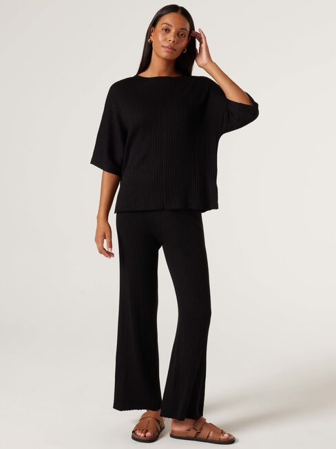J-Luxe Chunky Ribbed T-Shirt, Black, hi-res