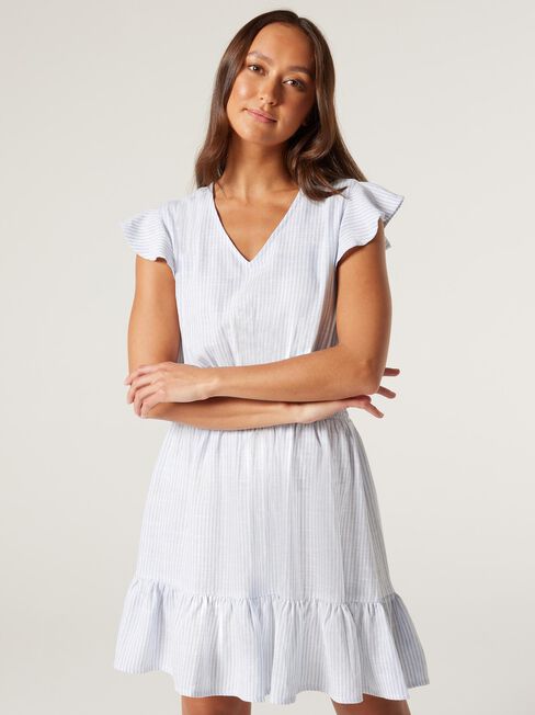 Sia Dress, White/Blue Stripe, hi-res