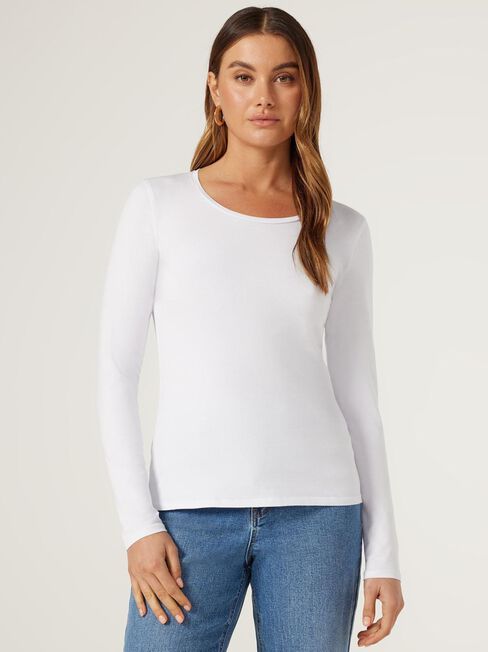Charlotte Long Sleeve Tee, White, hi-res