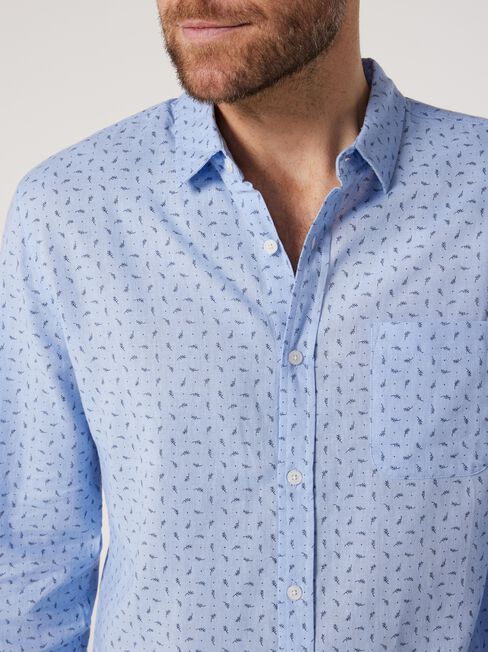 LS Reign Print Linen Shirt, Blue, hi-res