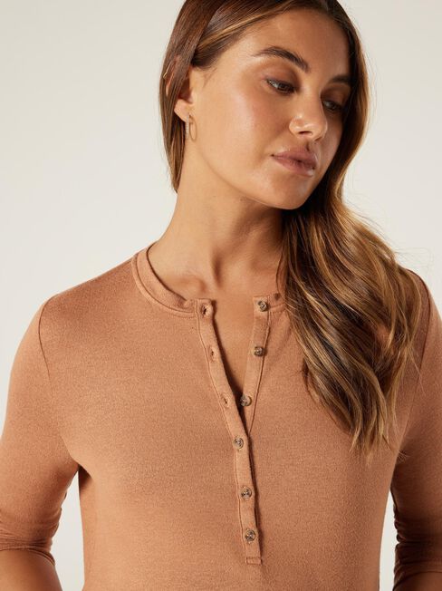 Mia Soft Touch Maternity Henley, Cinnamon, hi-res