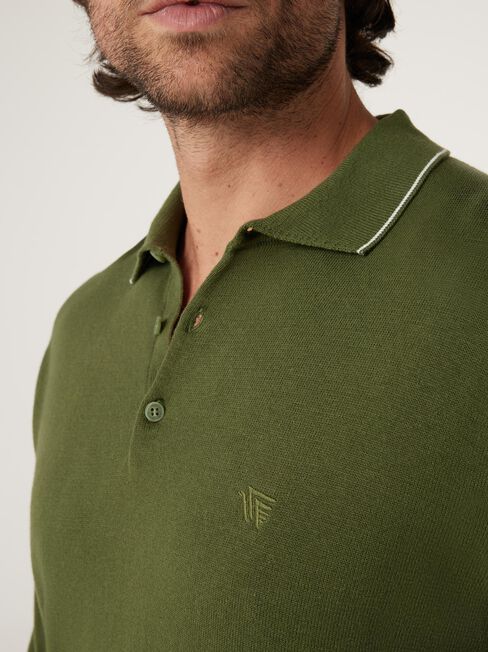 LS Eric Tipped Polo, Olive, hi-res