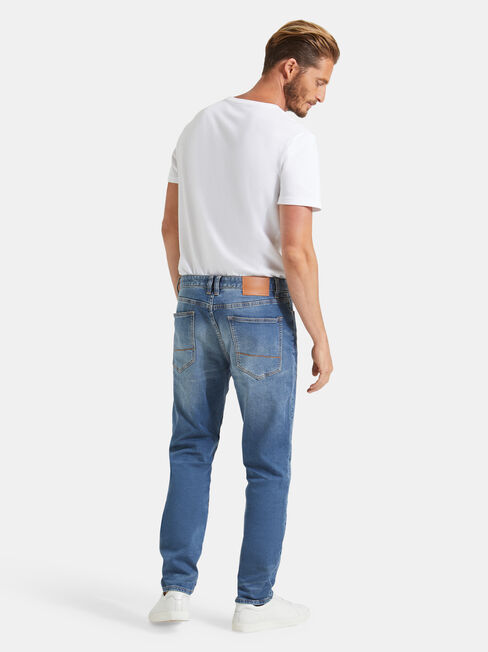 Raleigh Slim Tapered Knit jeans, Mid Indigo, hi-res