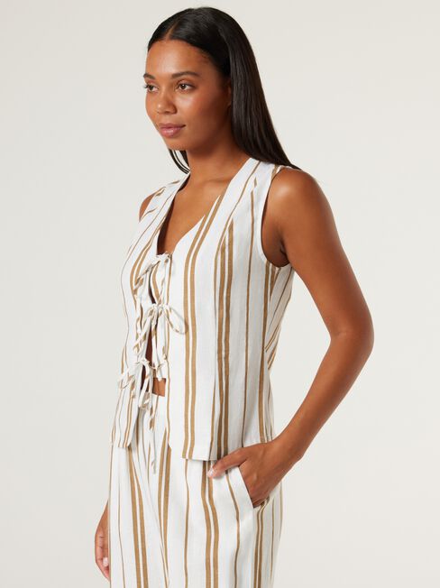 Hannah Tie Front Vest, Caramel, hi-res