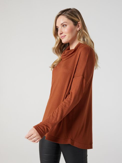 Amy Soft Touch Roll Neck, Camel, hi-res