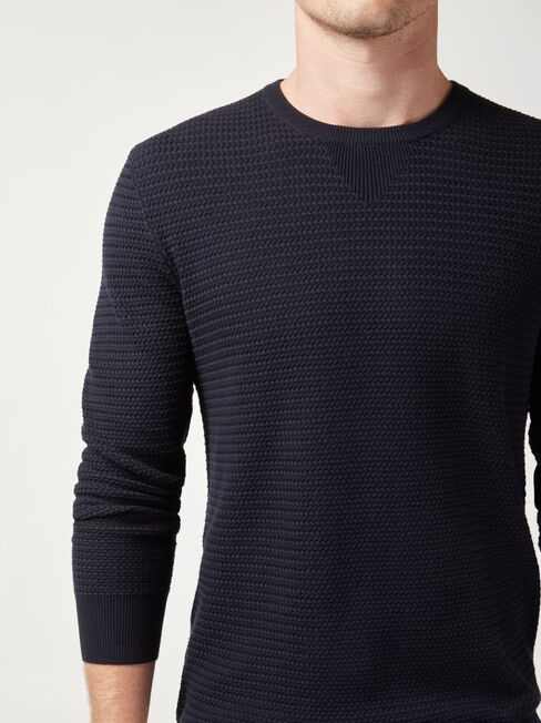 Slater Textured Crew Knit, Blue, hi-res