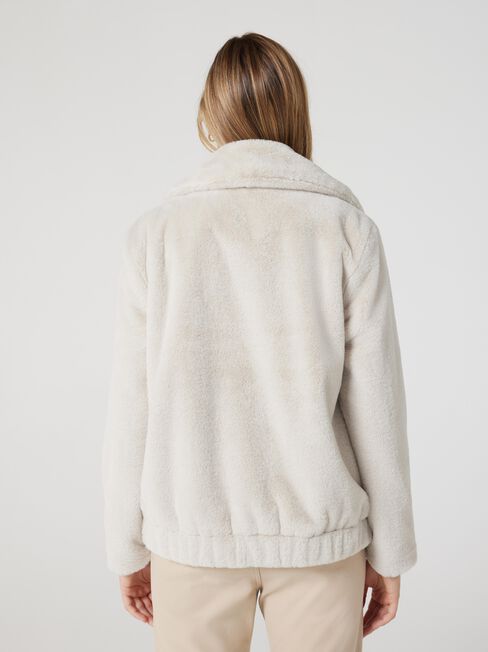 Dina Teddy Bomber Jacket, Oatmeal, hi-res