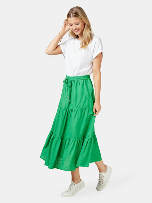 Alexandra Tiered Skirt, Green, hi-res