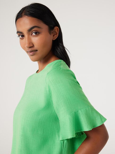 Alivia Ruffle Hem Top, Green, hi-res
