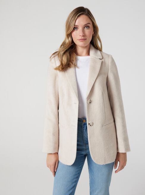 Lena Pocket Detail Coat, Neutral Marle, hi-res