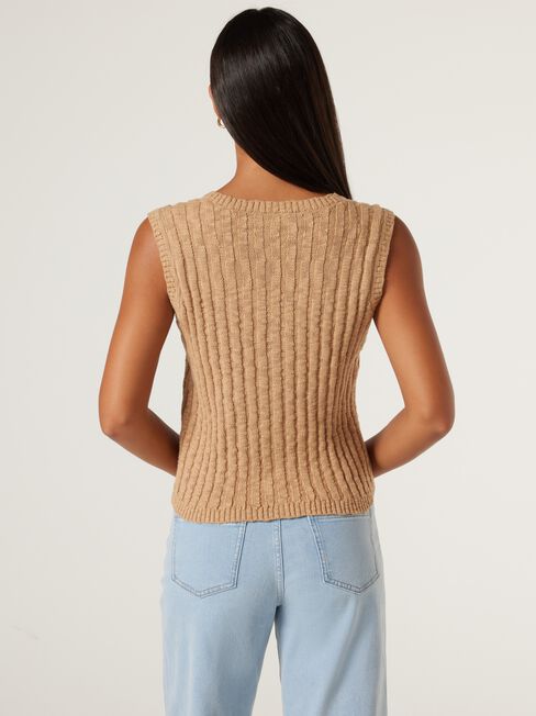 Lindsey Knit Vest, Caramel Marle, hi-res