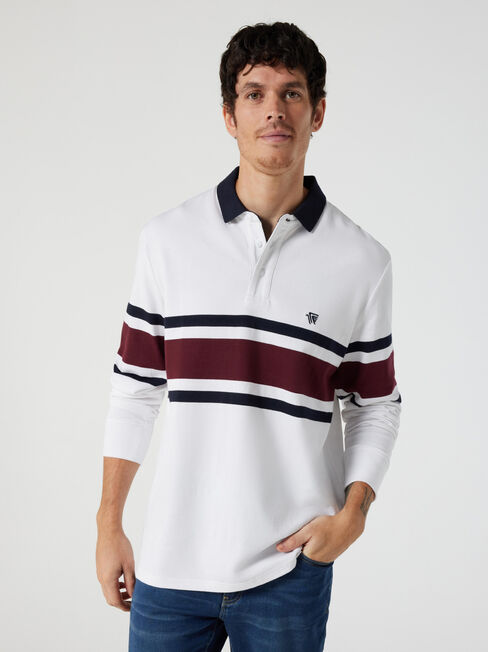 LS Axel Panel Stripe Rugby Polo
