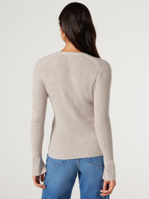 Isla Fine Gauge Cardigan, Oatmeal, hi-res