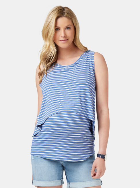 Cerese Layered Maternity Sleeveless Top, Stripe, hi-res