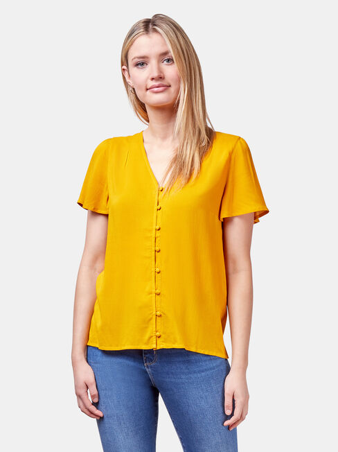 Tasha Button Down Shirt, Yellow, hi-res