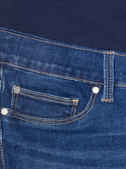 Maternity Skinny Jeans, Mid Indigo, hi-res