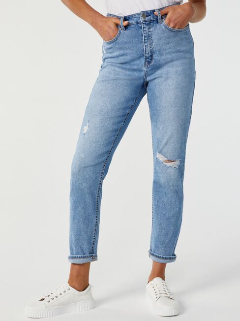 Brooke High Waisted Tapered Crop Jeans, Distressed, hi-res